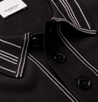 Burberry - Logo-Embroidered Contrast-Tipped Knitted Mulberry Silk Polo Shirt - Black