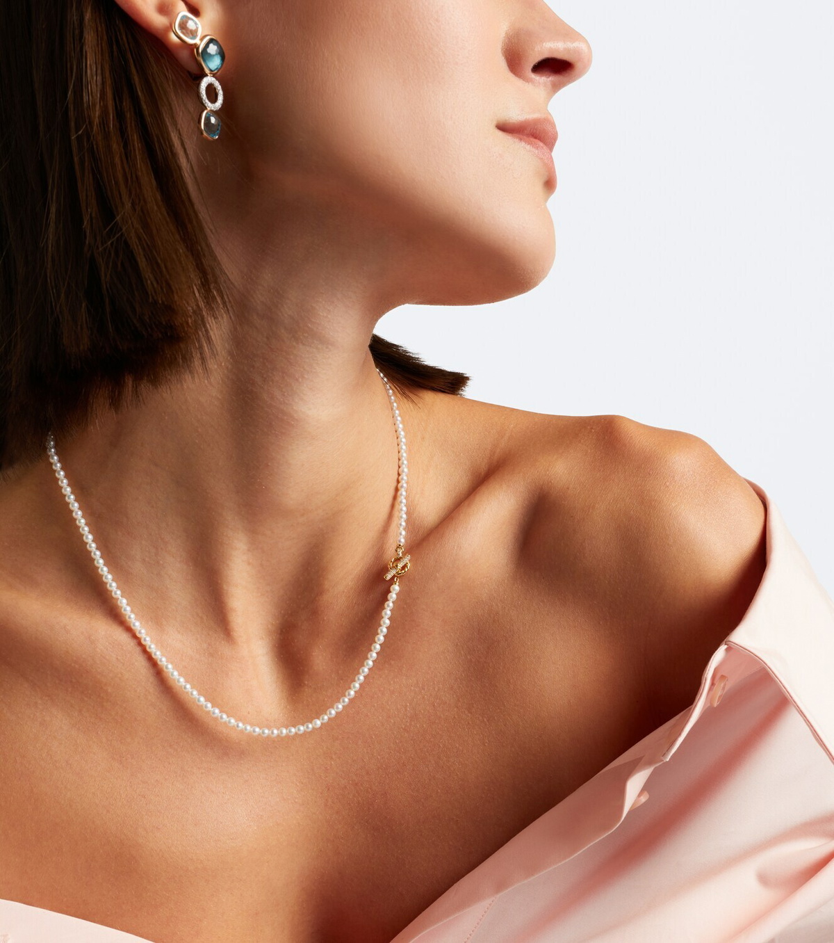 David Yurman Pearl Classics Petite 18kt gold necklace with freshwater pearls and diamonds