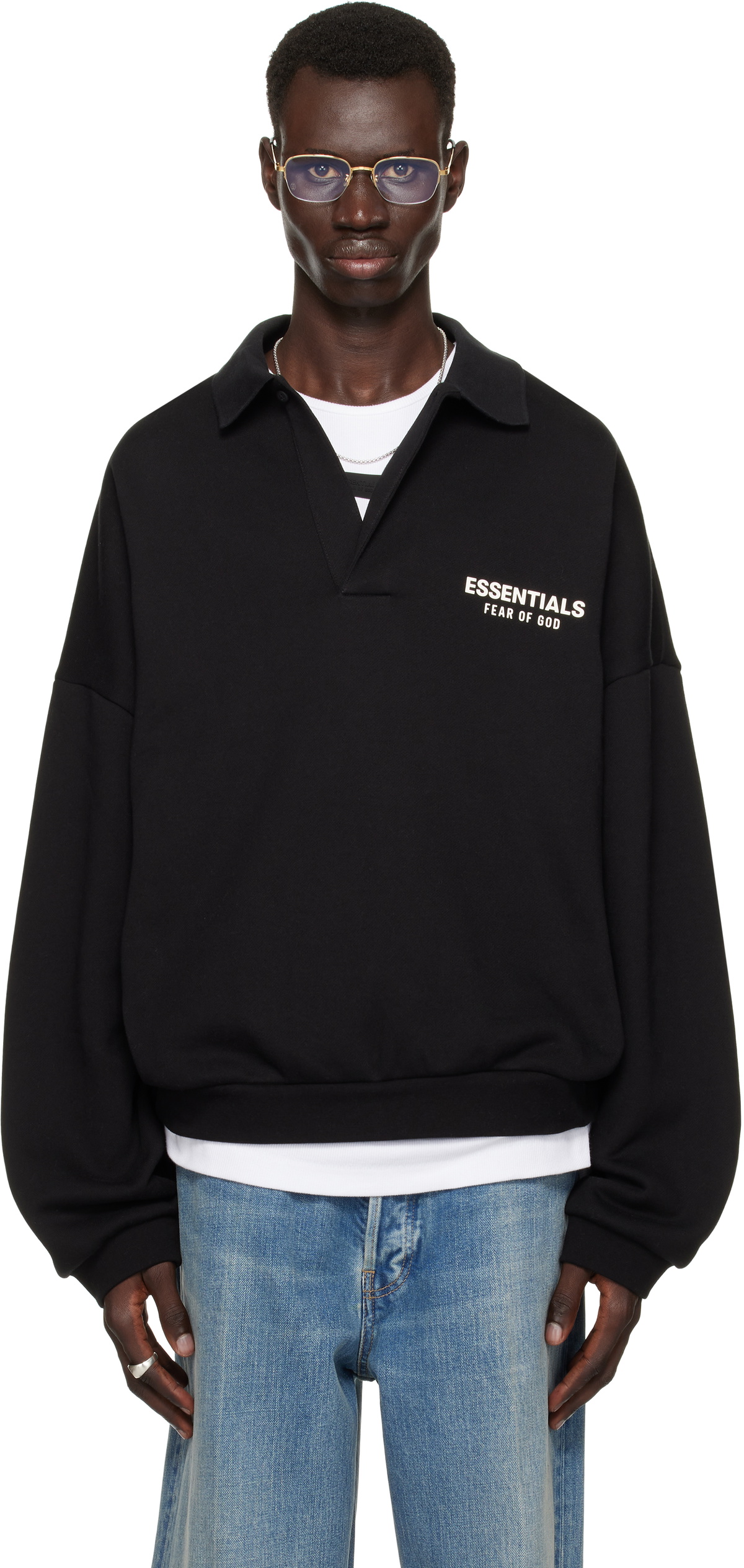 FOG ESSENTIALS FLEECE POLO BLACK スウェット 衿付き ブラック Fear of God Essentials Fleece Polo (FW24) Black - Buy at
