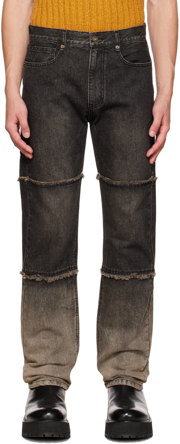 Photo: DRAE SSENSE Exclusive Gray Block Paneled Jeans