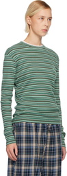 ERL Green Striped Long Sleeved T-shirt