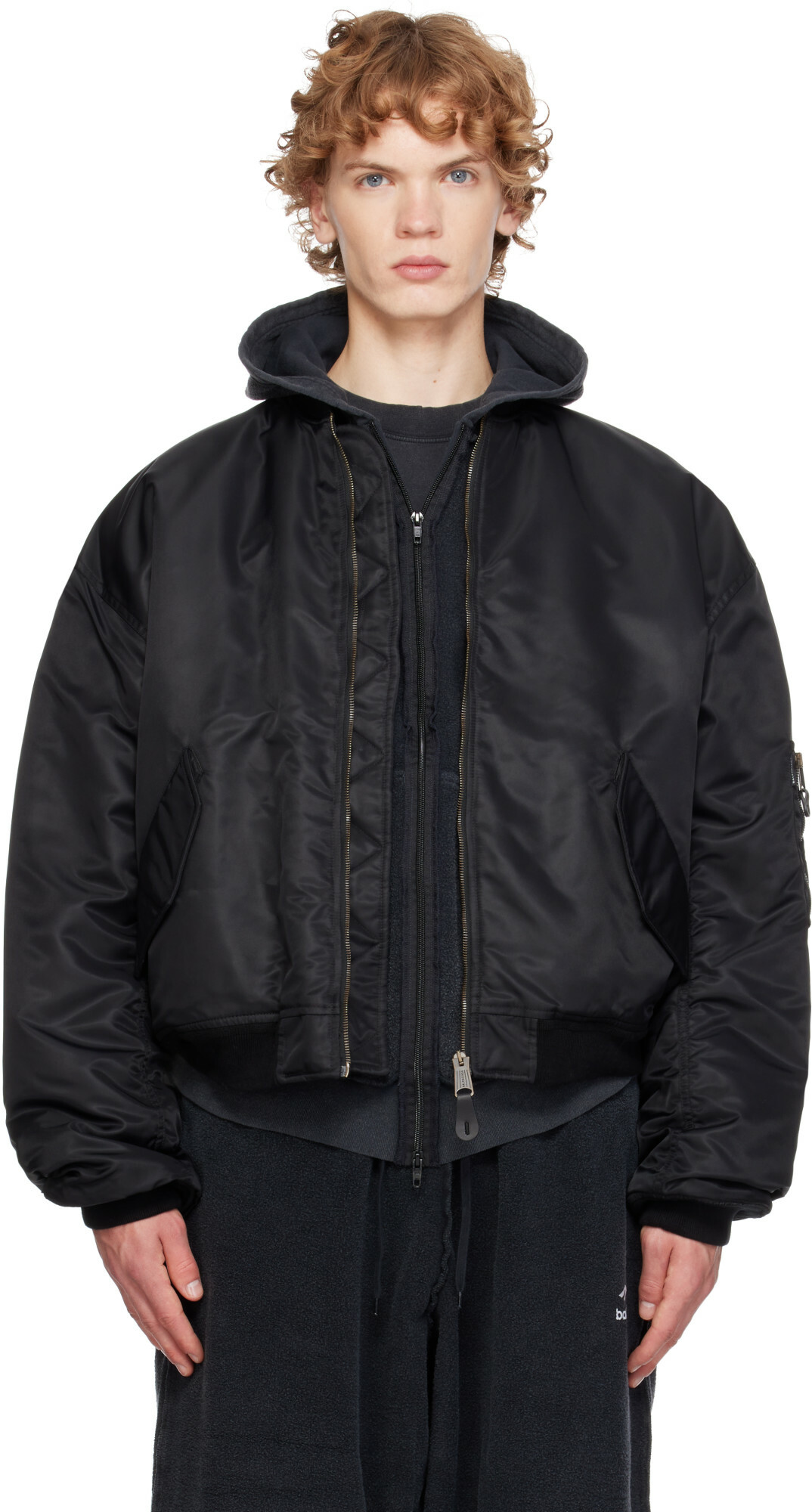 Balenciaga Black 'Paris' Bomber Jacket Balenciaga