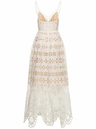 ELIE SAAB Embroidered Cotton & Silk Long Dress