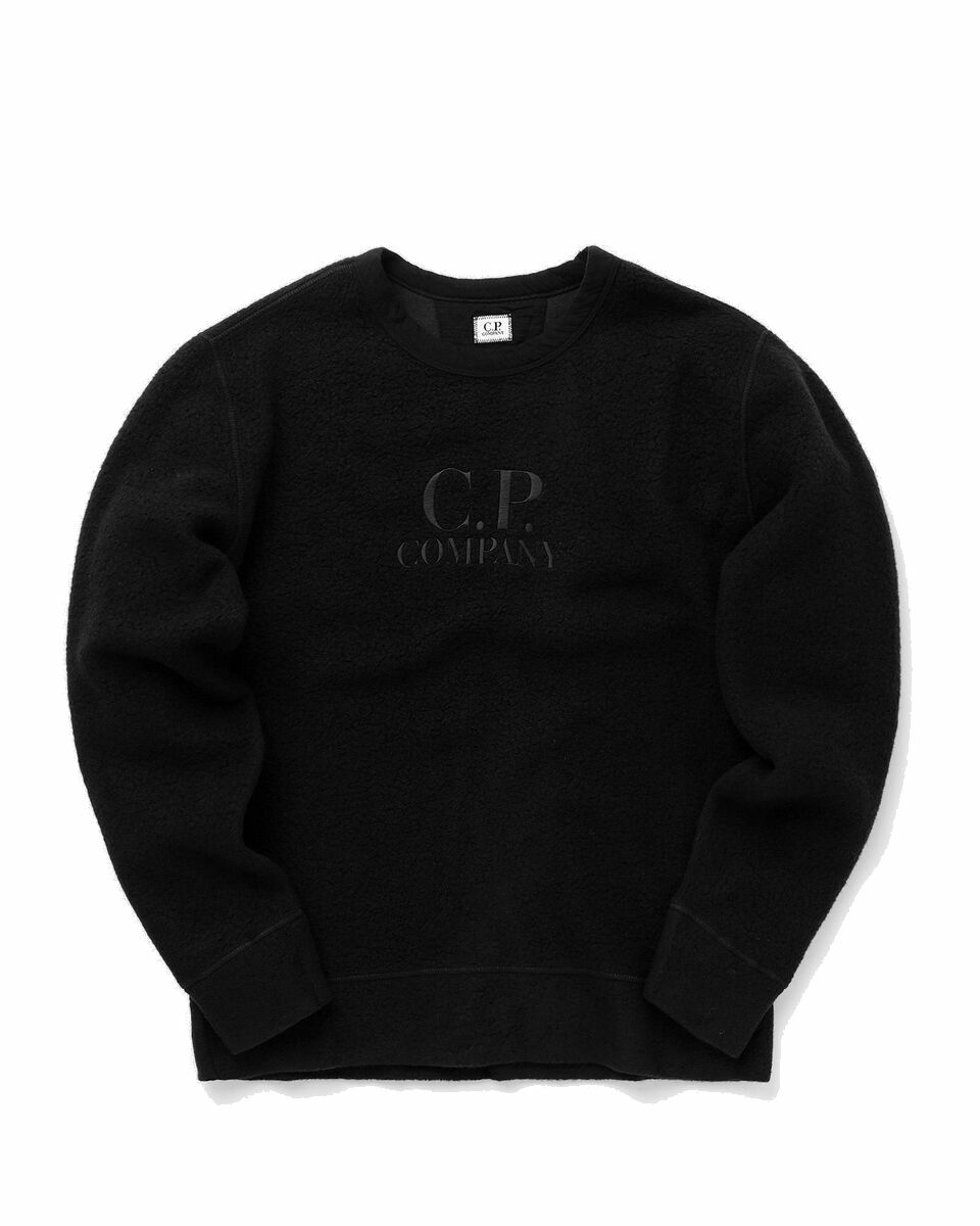 Photo: C.P. Company Wool Polar Fleece Logo Sweatshirt Black - Mens - Sweatshirts