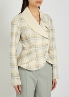 Vivienne Westwood Stormy Checked Distressed Cotton-blend Jacket Ecru