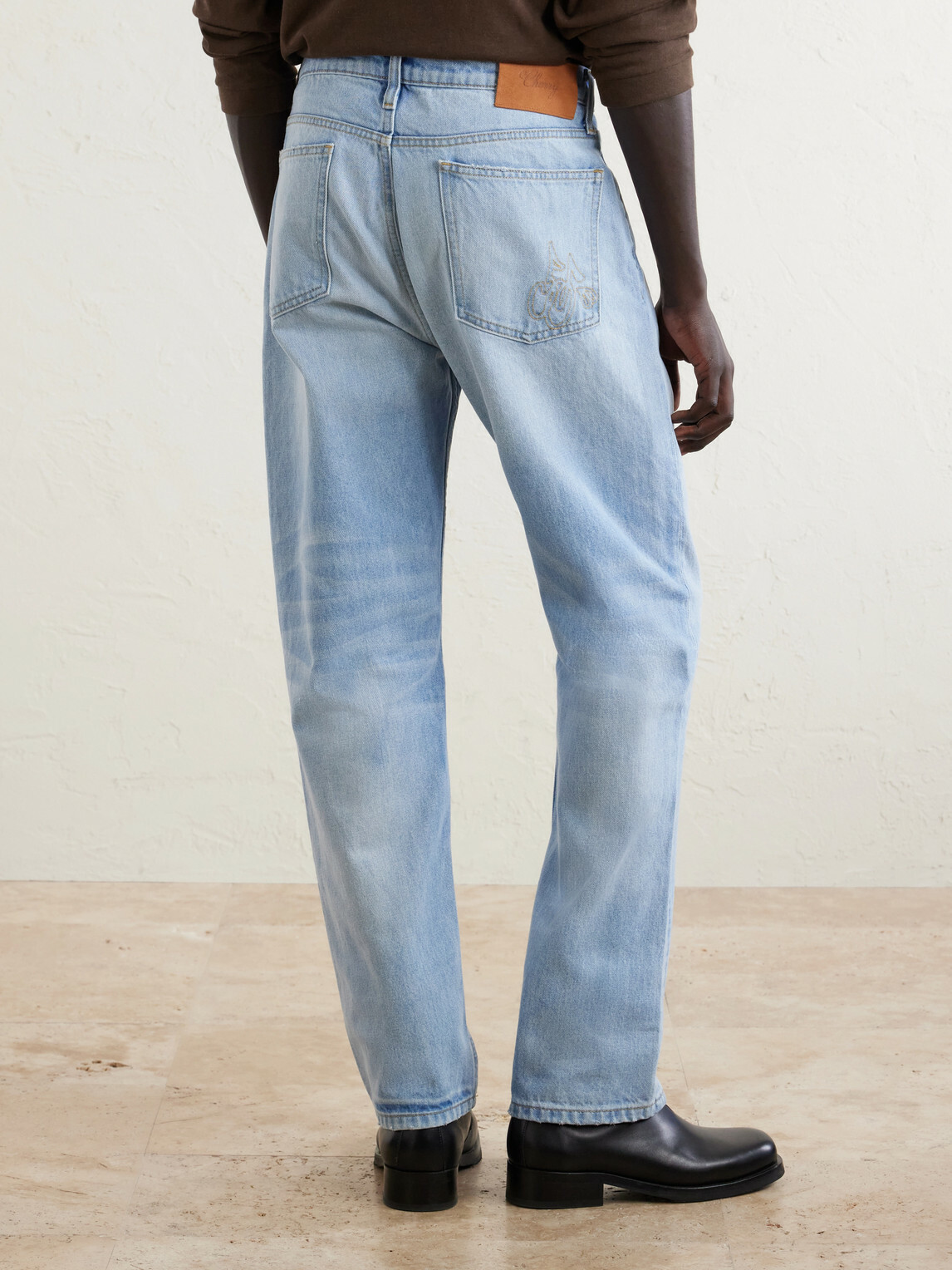 Cherry Los Angeles - Wide-Leg Logo-Embroidered Distressed Jeans - Blue