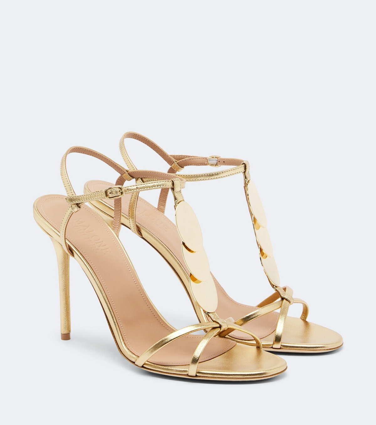 Malone Souliers Kali embellished metallic leather sandals