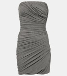The Attico Ruched strapless jersey minidress