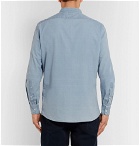 Brunello Cucinelli - Grandad-Collar Cotton-Chambray Shirt - Men - Light blue