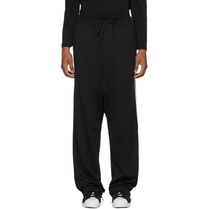 Photo: Y-3 Black Logo 3-Stripes Wide Lounge Pants 