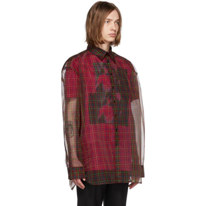 Raf Simons Red and Pink Layered Shirt Raf Simons