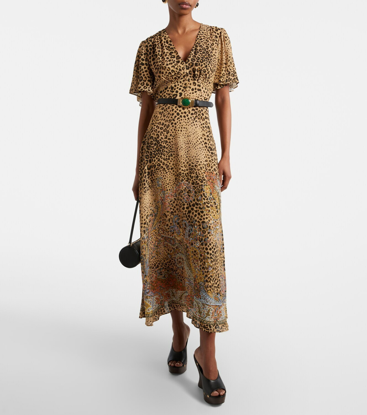 Etro Paisley leopard-print midi dress