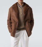 Etro Shearling-trimmed leather jacket