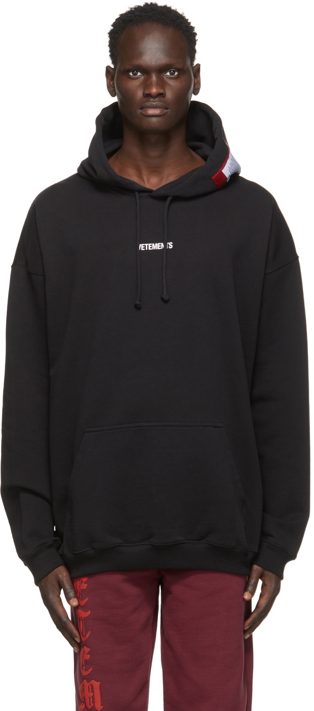 VETEMENTS Black Logo Patch Hoodie Vetements