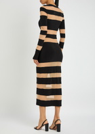 Norma Kamali Striped Tulle and Stretch-jersey Midi Dress Black