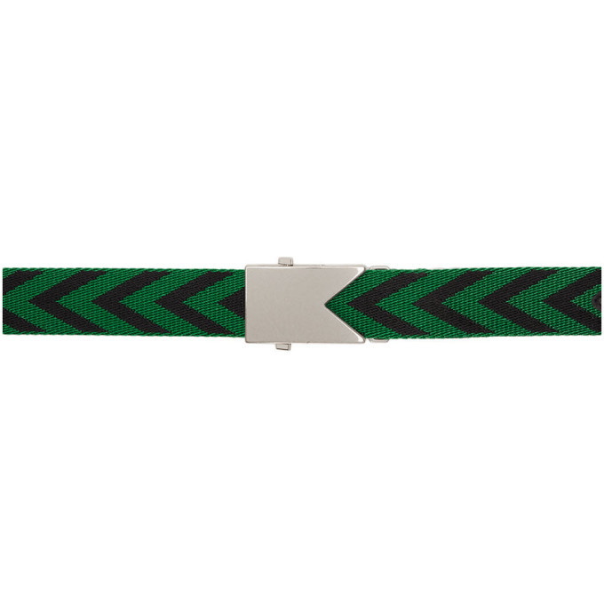 Photo: Bottega Veneta Green and Black Arrows Webbing Belt