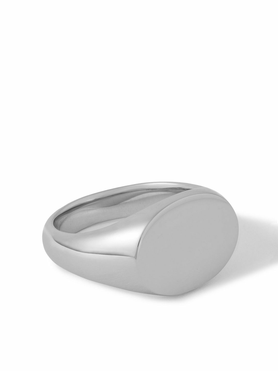 Photo: Tom Wood - Ivy Rhodium-Plated Recycled Silver Signet Ring - Silver