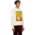 Acne Studios White and Yellow Applique Crewneck Sweater