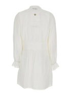 TwinSet White Dress With Pleated Details And All-over Applied Embroidery In Cotton Woman