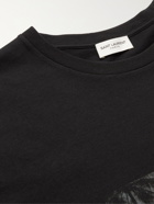 SAINT LAURENT - Slim-Fit Printed Cotton-Jersey T-Shirt - Black