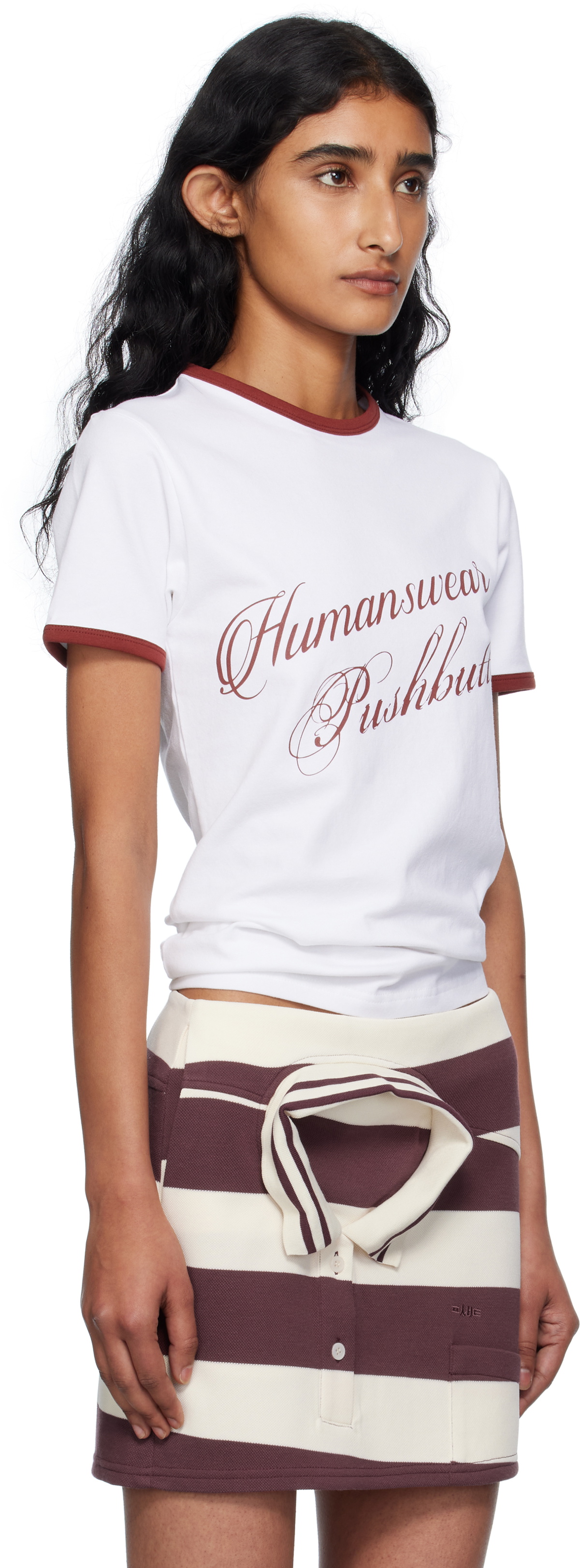 Pushbutton White Ringer T-shirt