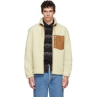 Loewe White and Tan Shearling Blouson Jacket