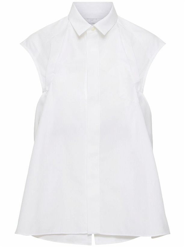 Photo: SACAI Cotton Blend Poplin Sleeveless Shirt
