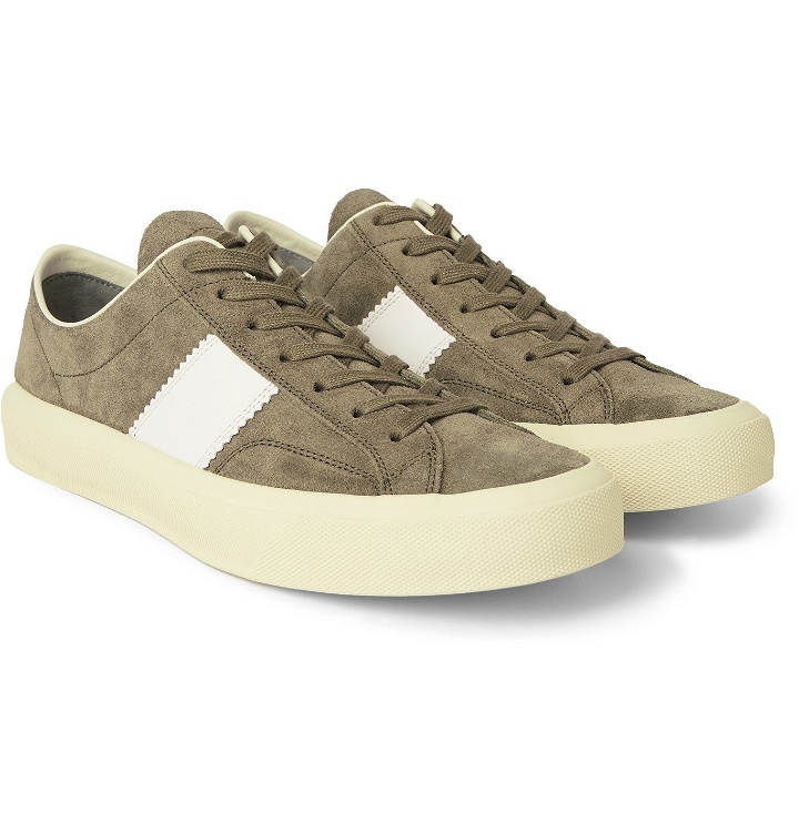 Photo: TOM FORD - Cambridge Leather-Trimmed Suede Sneakers - Green