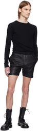 Julius Black Sheep Leather Shorts