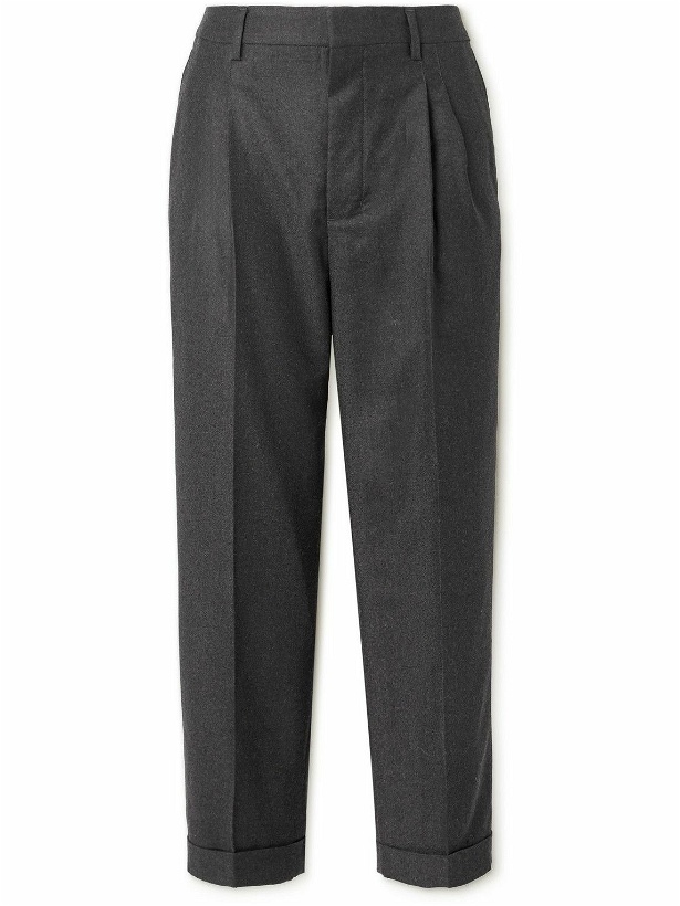 Photo: AMI PARIS - Tapered Pleated Virgin Wool Trousers - Gray