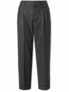AMI PARIS - Tapered Pleated Virgin Wool Trousers - Gray