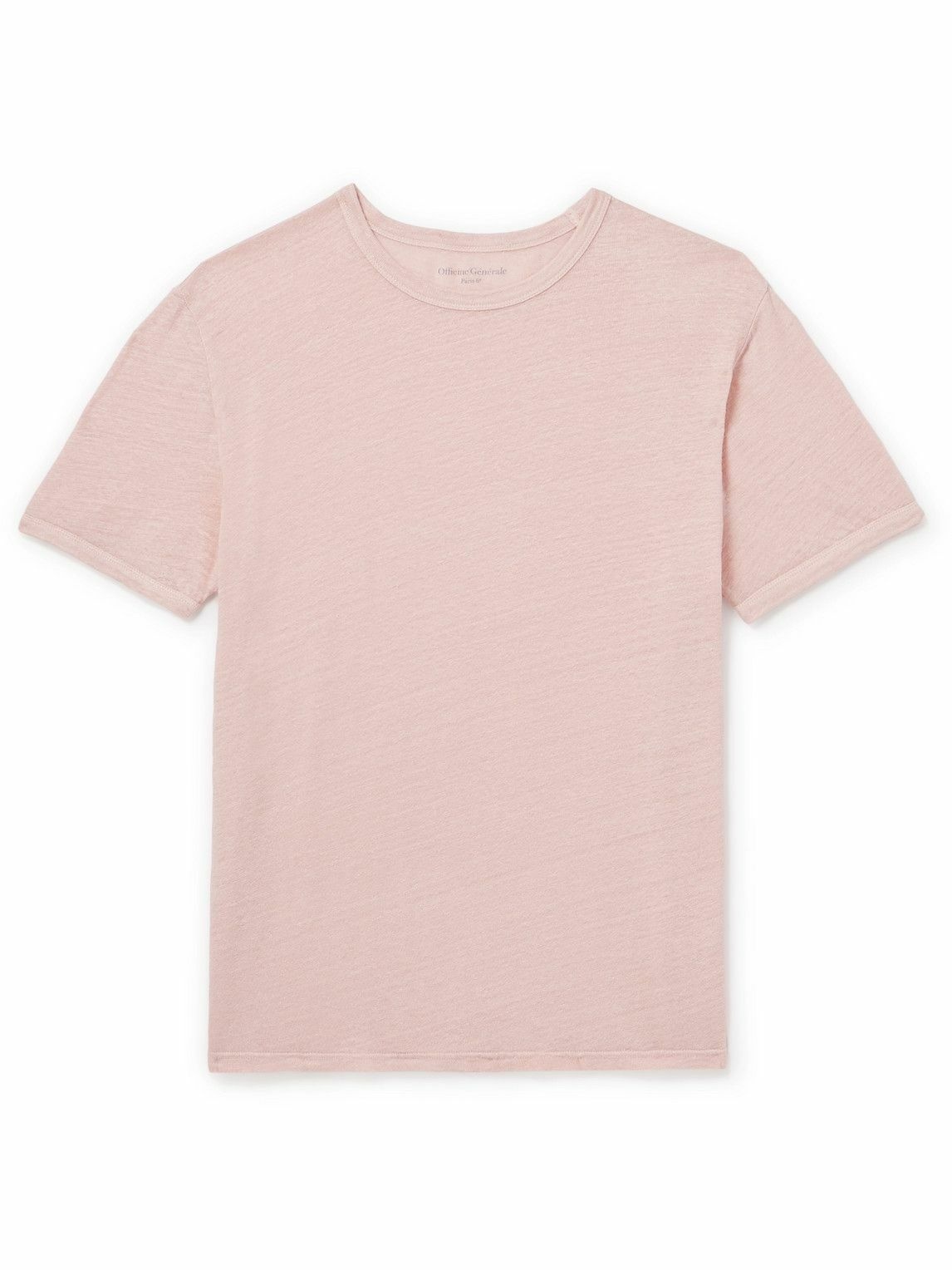 Photo: Officine Générale - Garment-Dyed Linen-Blend T-Shirt - Pink