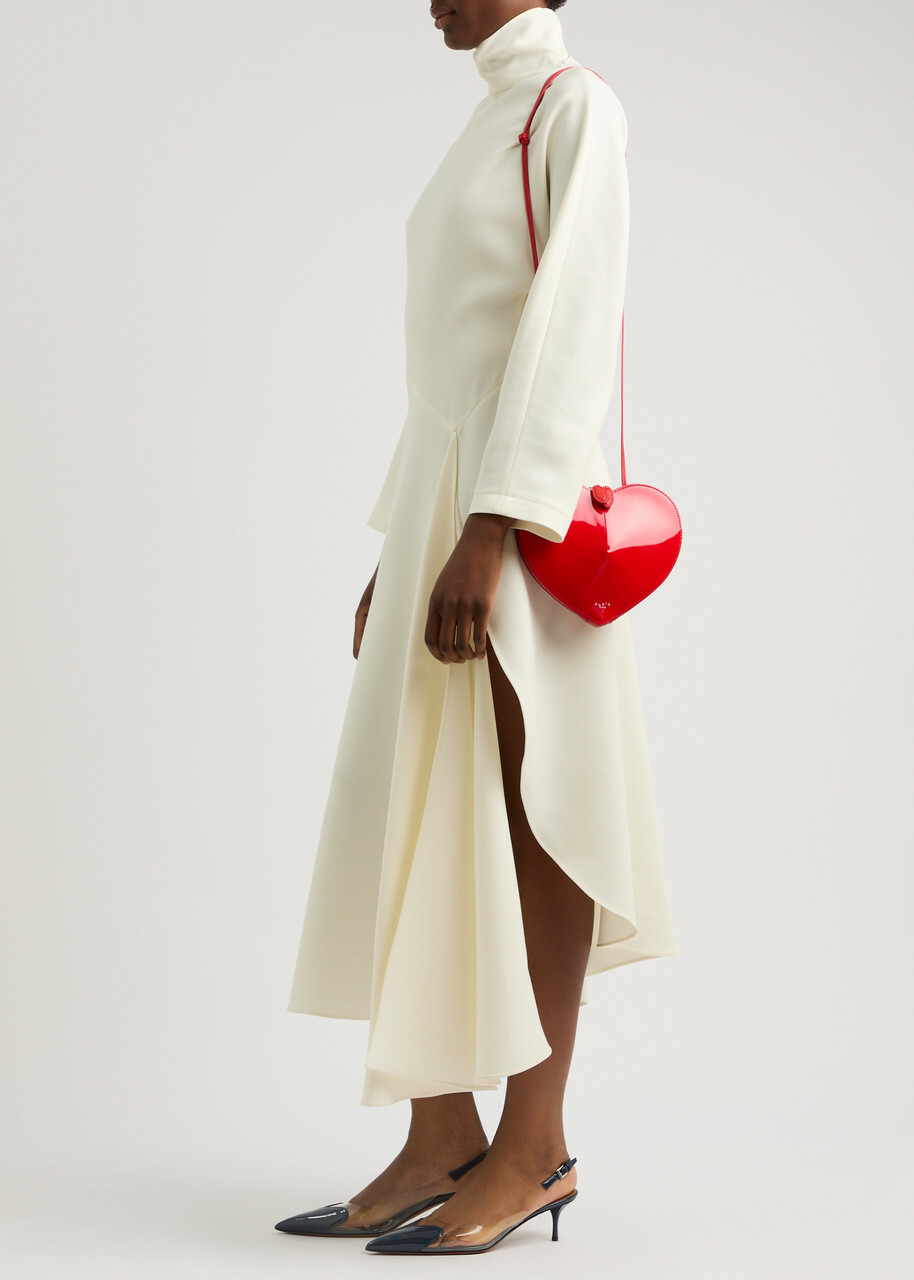 Alaïa Draped Asymmetric Silk-blend Midi Dress White ALAÏA