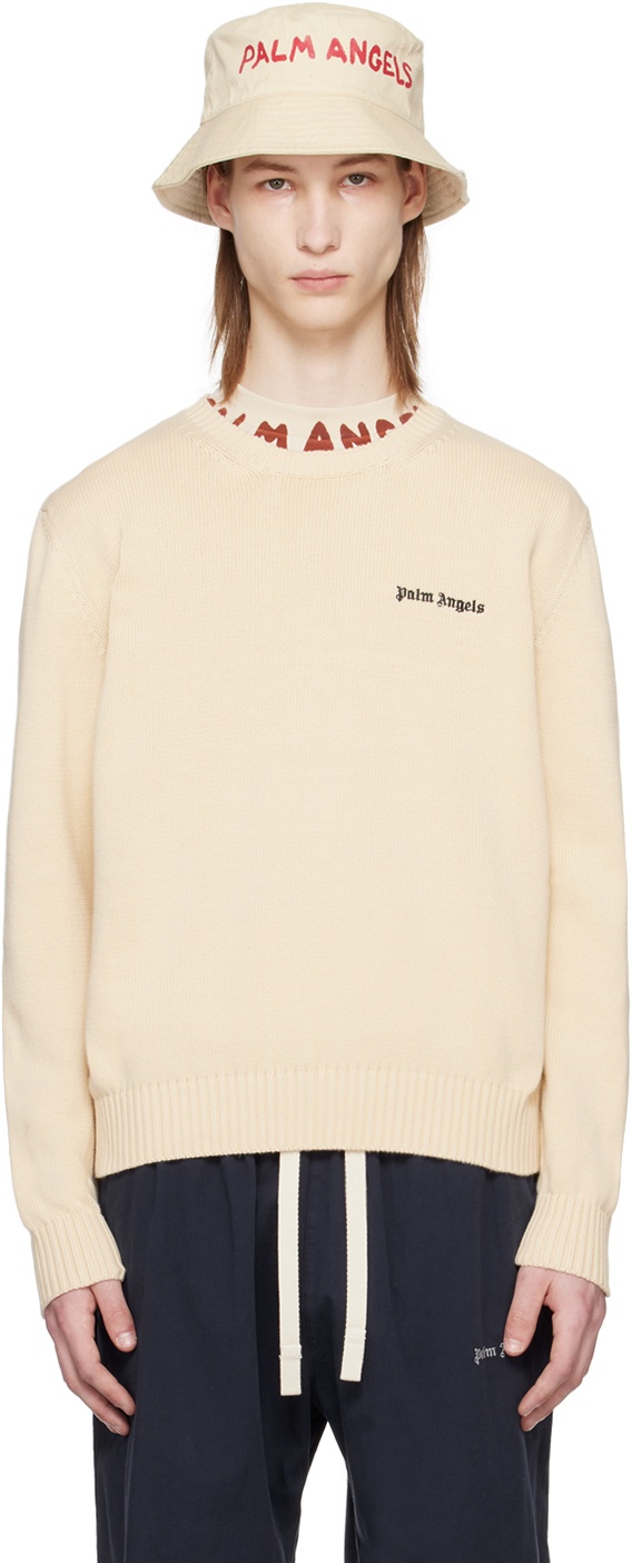 Photo: Palm Angels Beige Embroidered Sweater