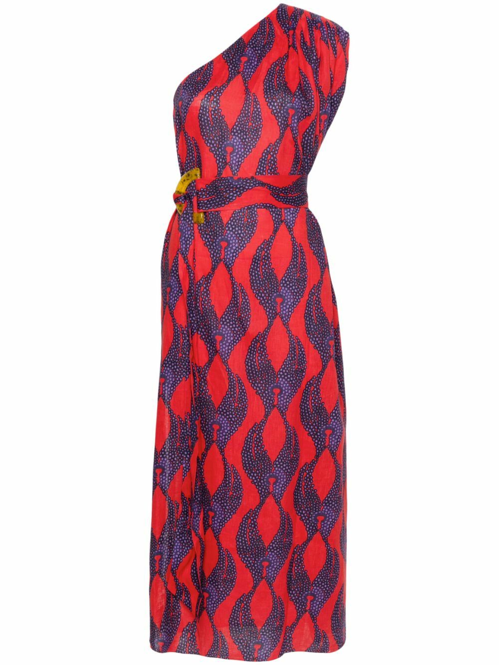 Maison La Plage Red Ravello One-Shoulder Dress