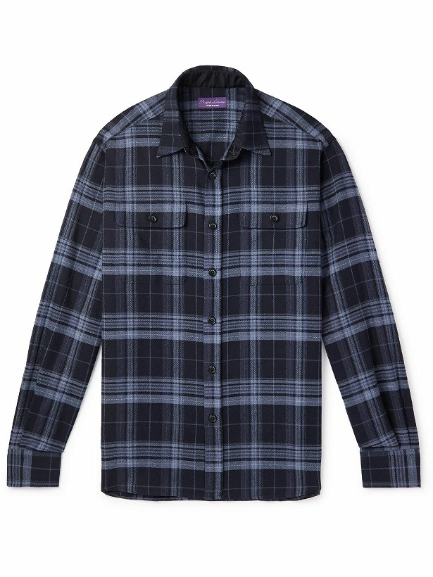 Photo: Ralph Lauren Purple label - Checked Cotton-Flannel Shirt - Blue