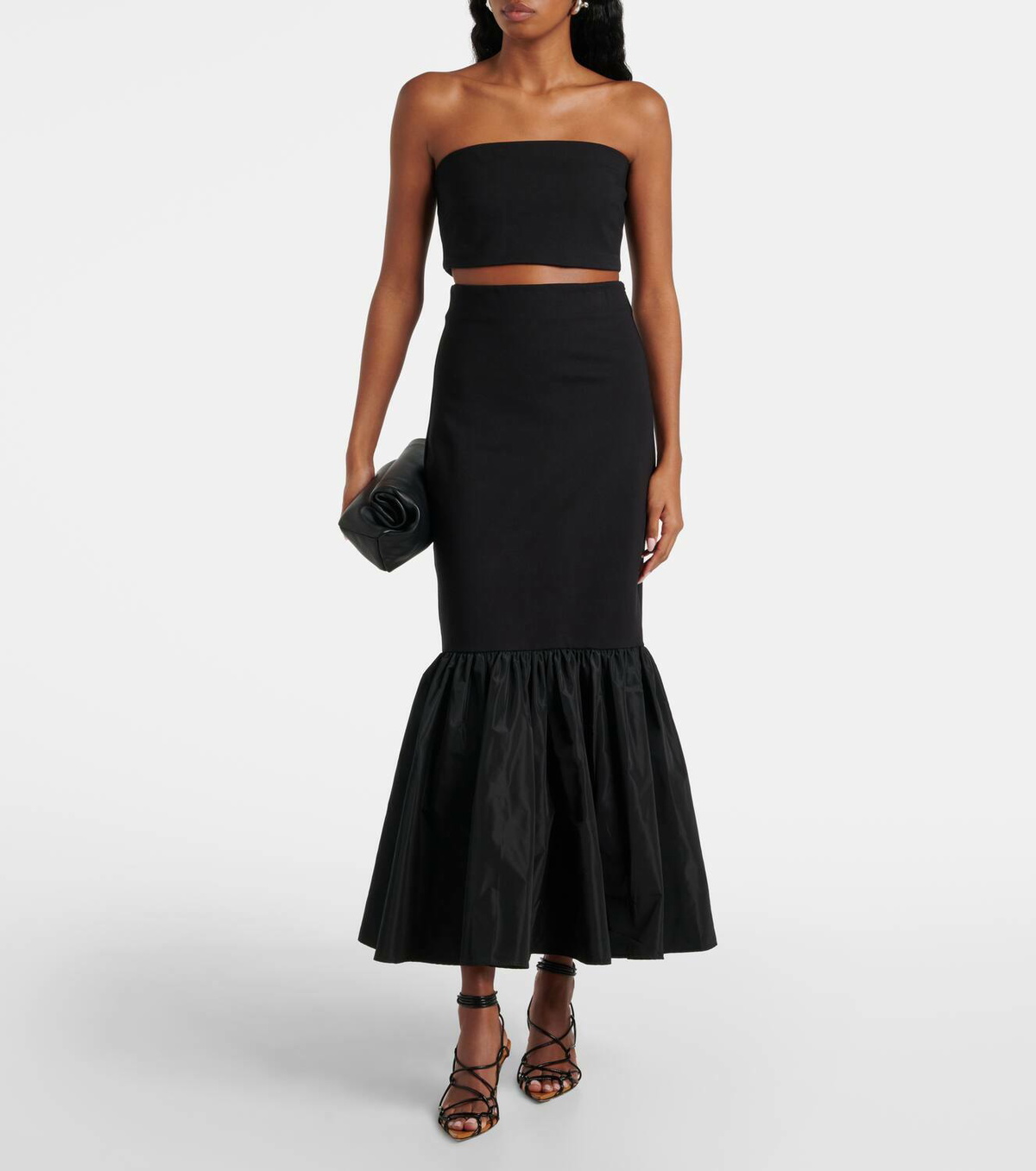 Staud Hawthorne taffeta-trimmed ponte maxi skirt