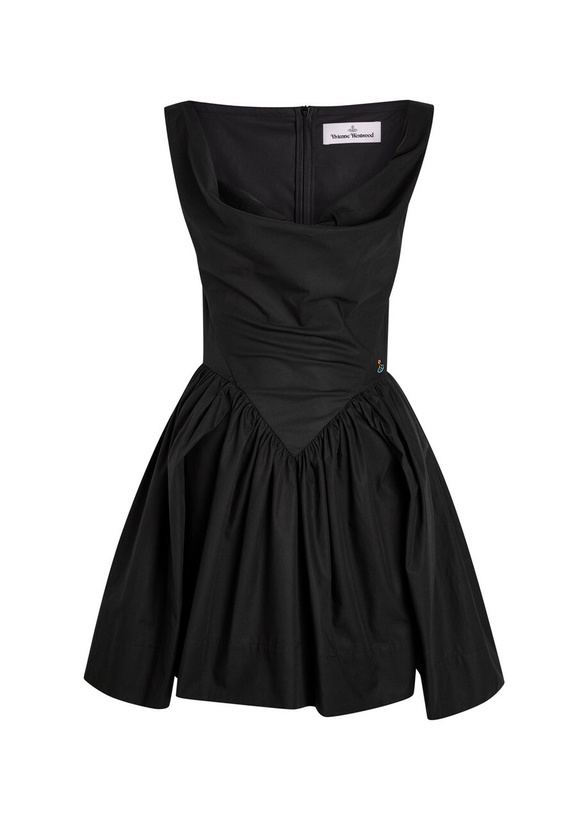 Photo: Vivienne Westwood Sunday Logo-embroidered Cotton-poplin Mini Dress Black