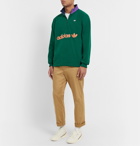 adidas Originals - Samstag Colour-Block Logo-Appliquéd Fleece Half-Zip Sweatshirt - Green