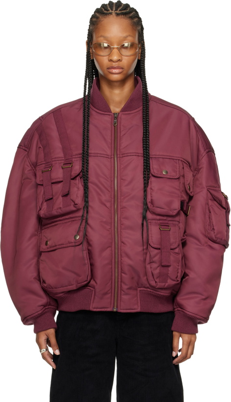 Photo: LU'U DAN Burgundy Aviator Bomber Jacket