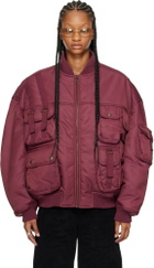 LU'U DAN Burgundy Aviator Bomber Jacket