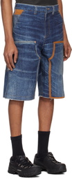 Andersson Bell Navy Trompe L'oeil Double Knee Denim Shorts