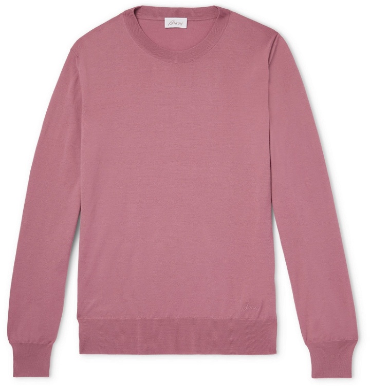 Photo: Brioni - Slim-Fit Wool Sweater - Pink