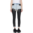 Alexander Wang Black and Blue Leather Hybridmoto Pants