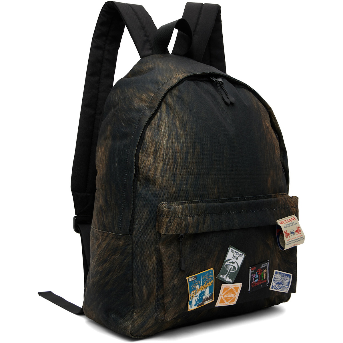 We11done Brown Fur Printed Backpack