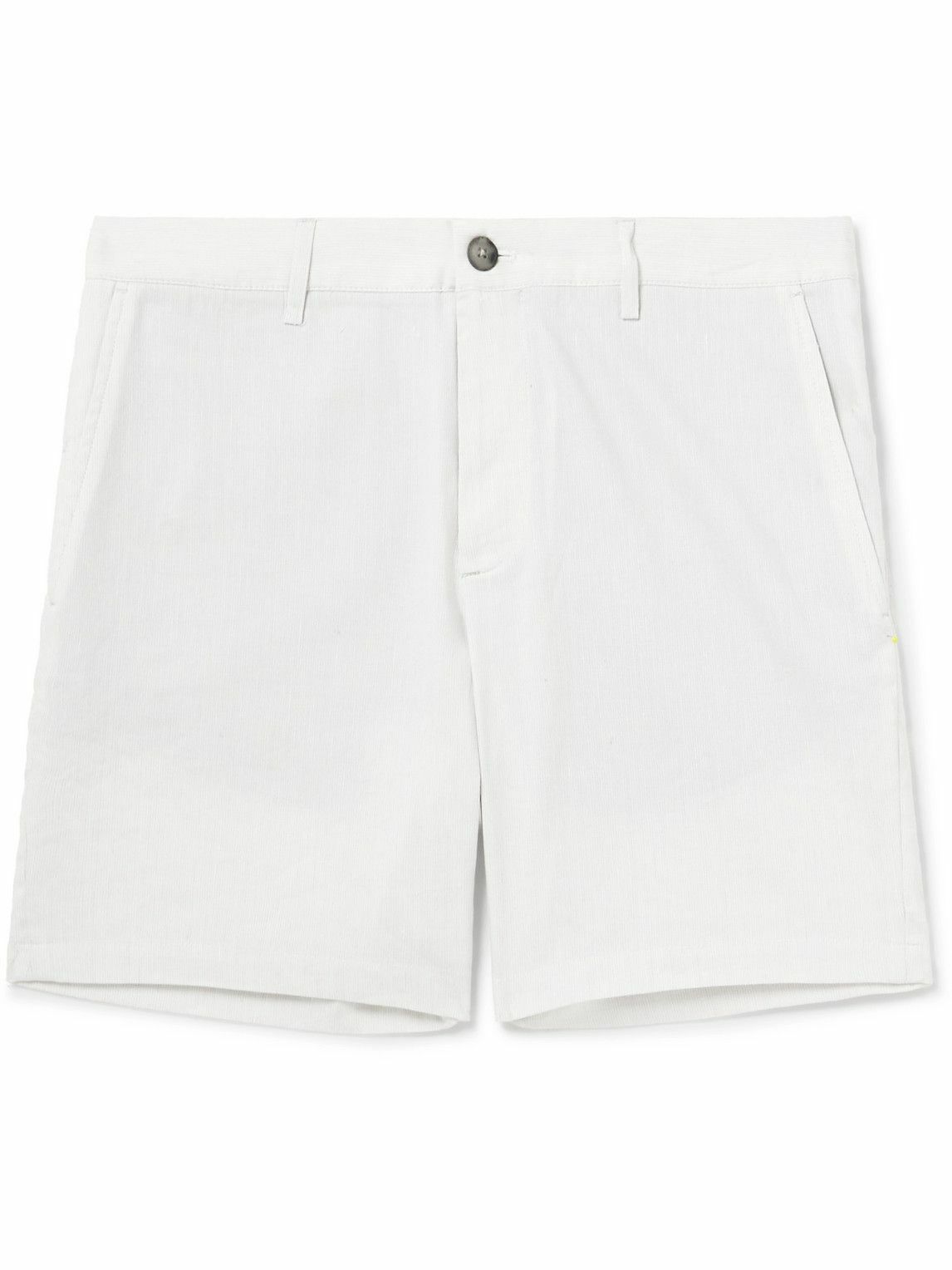 Club Monaco - Baxter Slim-Fit Straight-Leg Striped Linen-Blend Shorts - White