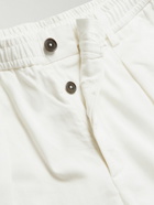 Universal Works - Straight-Leg Pleated Cotton-Twill Shorts - Neutrals