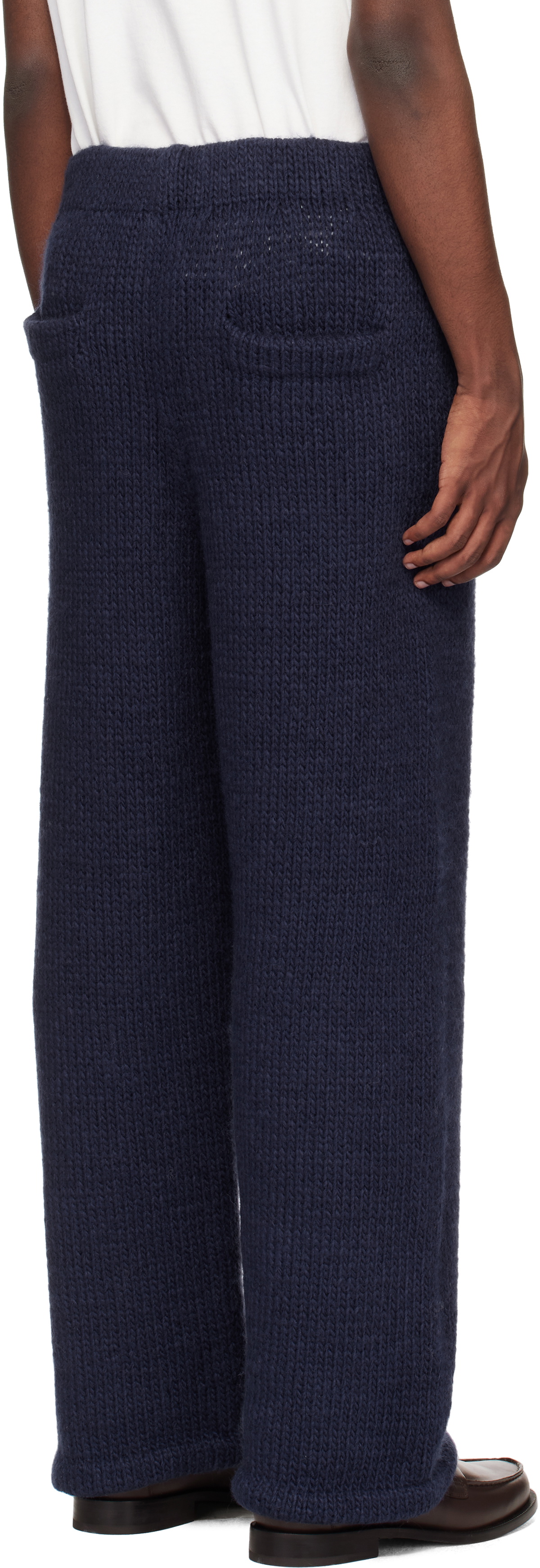 RICE NINE TEN Navy Hand Knitted Jersey Sweatpants