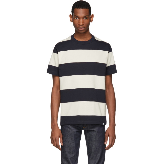Norse Projects Navy Border Stripe Johannes T-Shirt Norse Projects