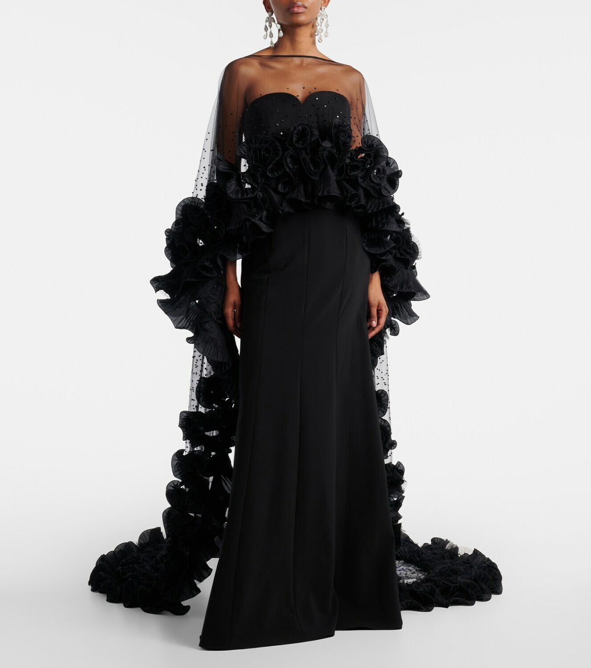 Jenny Packham Ruffled caped gown